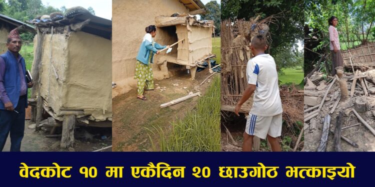 कञ्चनपुरको वेदकोट -१० मा एकैदिन २० छाउगोठ भत्काइयो