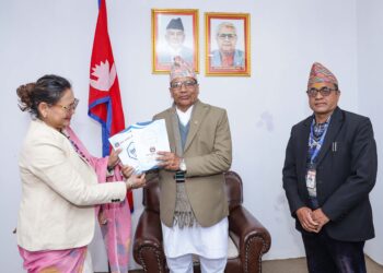 गण्डकी प्रदेश प्रमुख भट्ट समक्ष थारू आयोगको प्रतिवेदन पेस