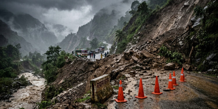वर्षा–पहिरोको कहर: मुख्य राजमार्ग अवरुद्ध, ५६ स्थानमा उच्च सतर्कता