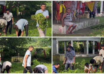 भीमदत्तको मटैना सिवटोलस्थित बैजनाथ मन्दिरमा सरसफाइ