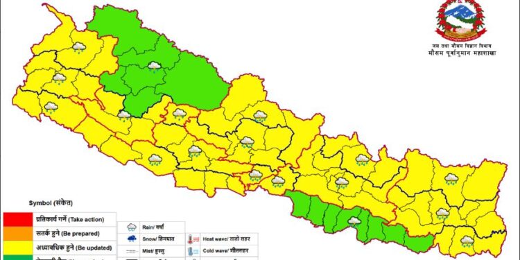 आजदेखि तीन दिन देशभर वर्षा, केही ठाउँमा भारी पानीको सम्भावना