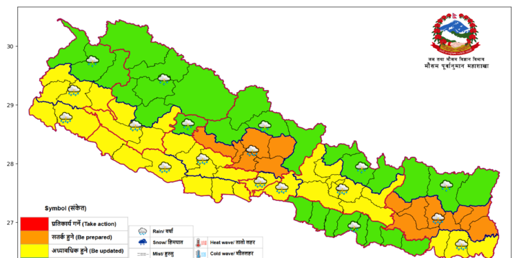 आज पनि दिउँसो र राति भारी वर्षाको सम्भावना, सतर्क रहन आग्रह