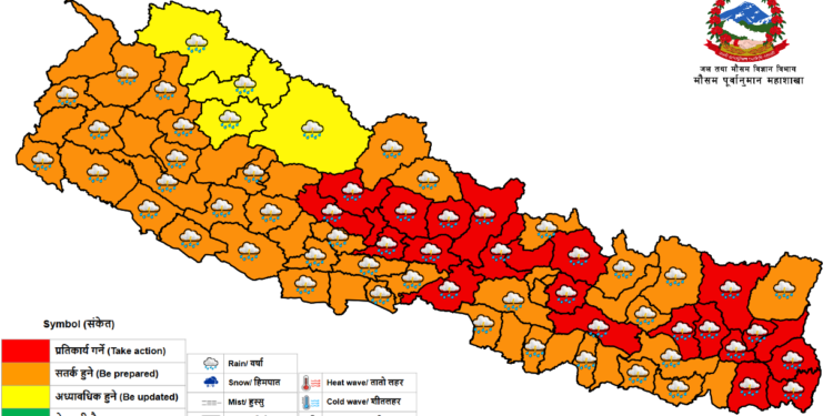 आज देशका ३५ जिल्लामा बाढीको मध्यम जोखिम, सतर्क रहन आग्रह