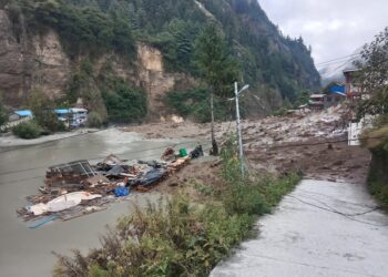 मर्स्याङ्दीको बाढीले मनाङको तालगाउँ डुबानमा